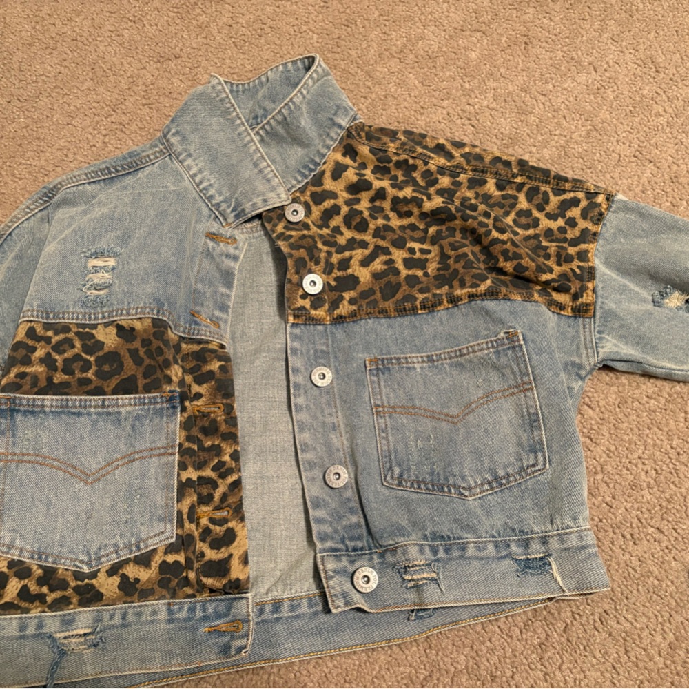 Leopard Patch Denim Jacket